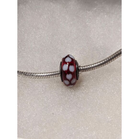New Pandora Transparent Red w/White Dots Murano Bead - BEAUTIFUL!!! - Picture 3 of 4